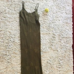Green Knit floor length maxi dress